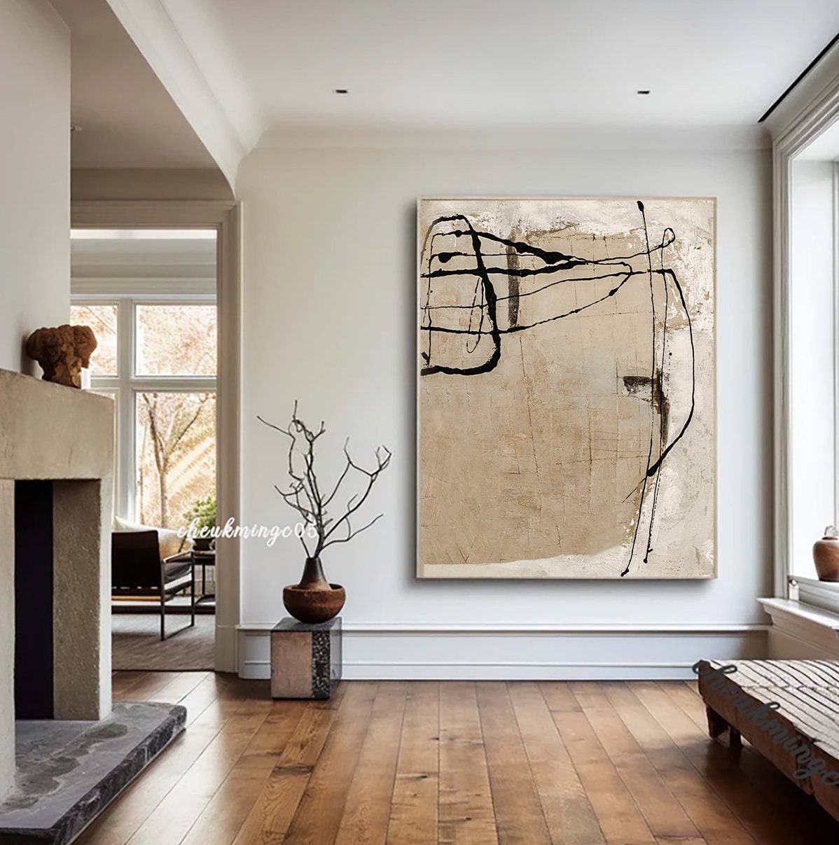 Beige Wabi Sabi Plaster Wall Art, Minimalist Painting on Canvas - Etsy