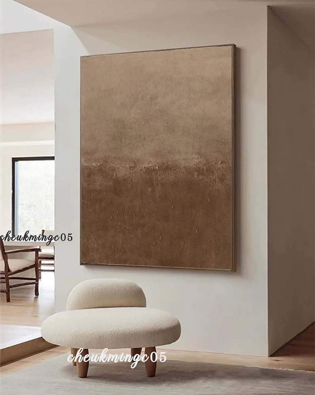 Beige and Brown Minimalist Painting on Canvas Large Plaster Wall Art ...