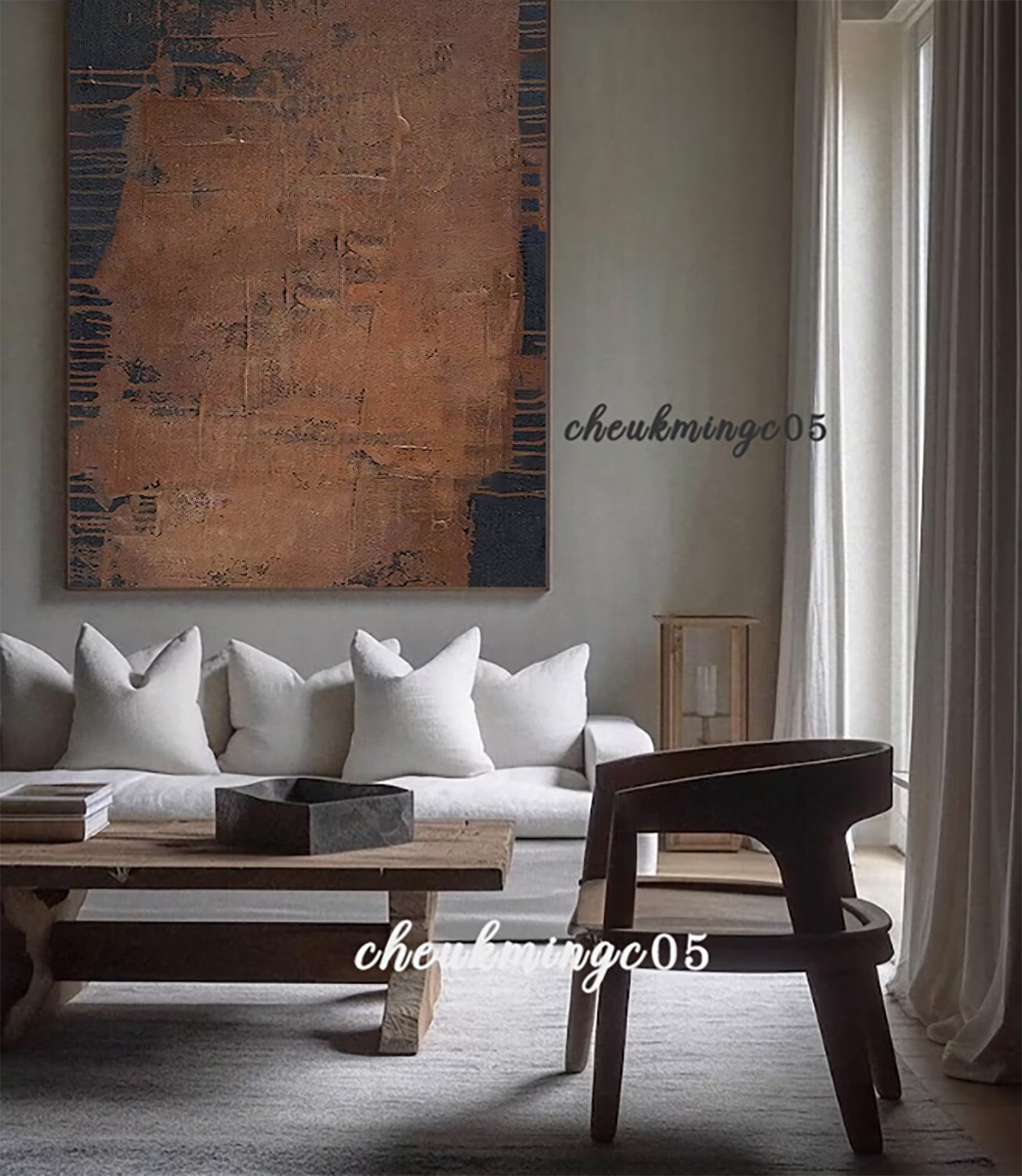 Wabi Sabi Texture Art, Brown and Black Minimalist Painting on Canvas - Etsy