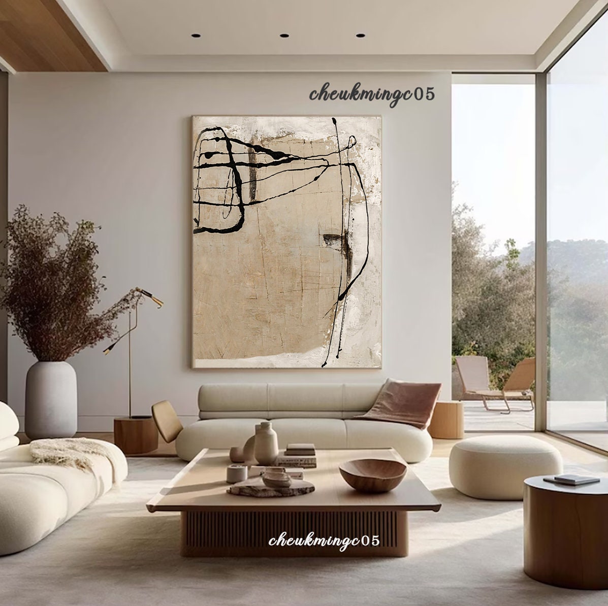 Beige Wabi Sabi Plaster Wall Art, Minimalist Painting on Canvas - Etsy