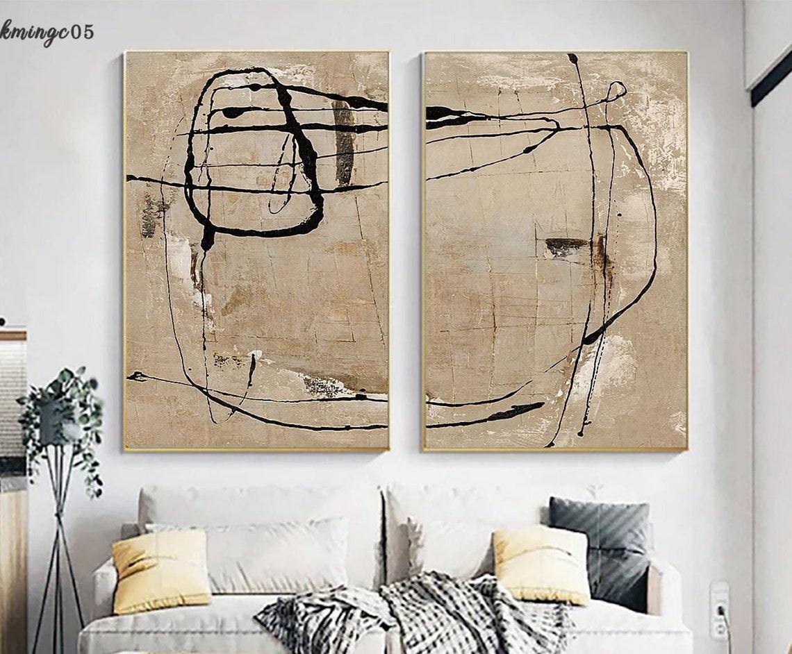 Abstract Beige Wabi Sabi Painting Set, Textured Minimalist Wall Art - Etsy