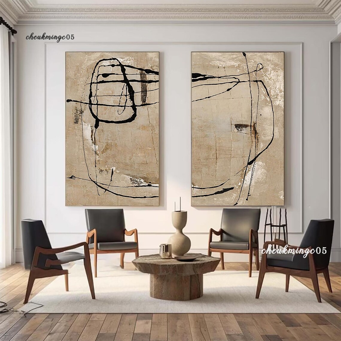 Abstract Beige Wabi Sabi Painting Set, Textured Minimalist Wall Art - Etsy