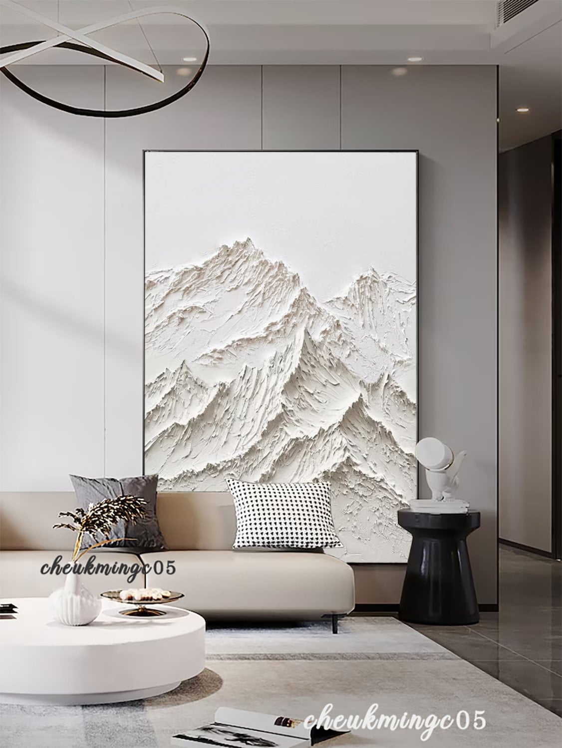 3D Texture Mountain Painting, White Minimalist Plaster Art on Canvas - Etsy