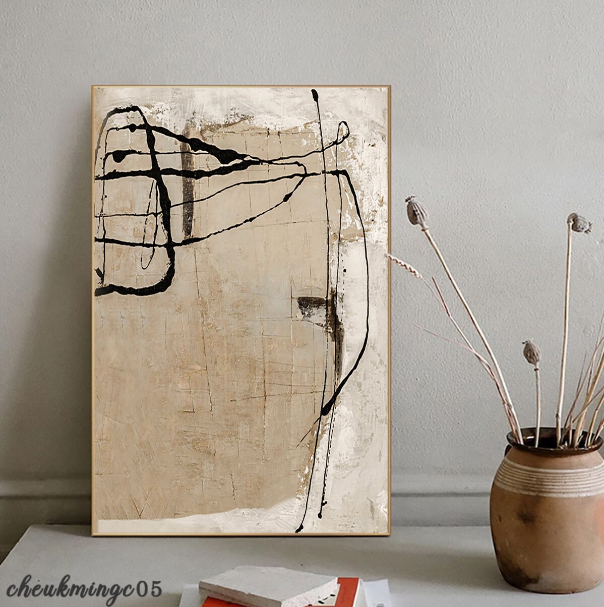 Beige Wabi Sabi Plaster Wall Art, Minimalist Painting on Canvas - Etsy