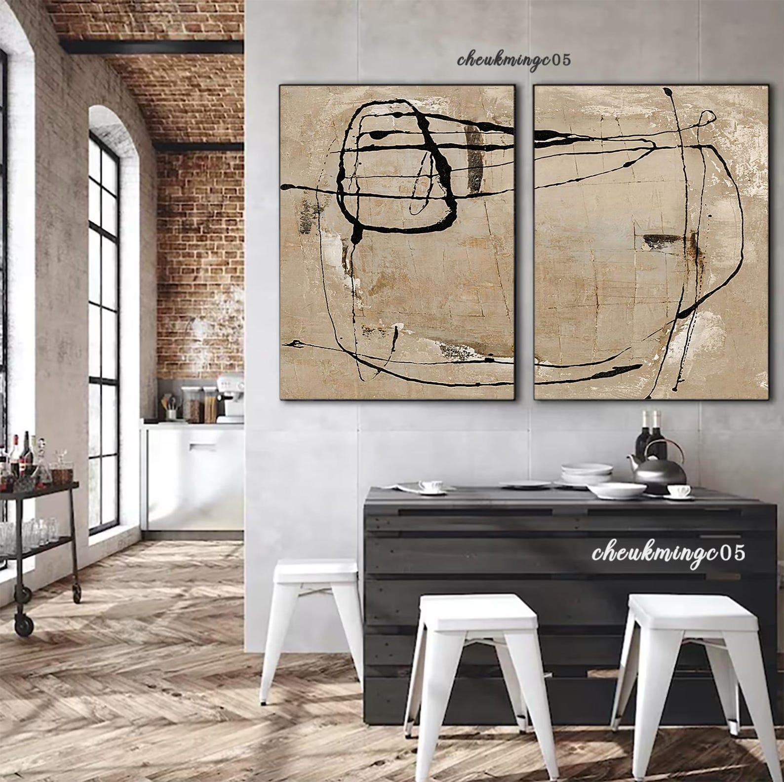 Abstract Beige Wabi Sabi Painting Set, Textured Minimalist Wall Art - Etsy