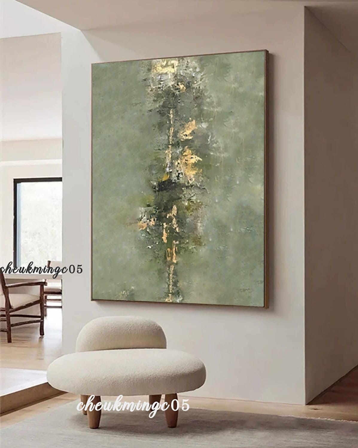 Beige and Green Texture Wall Art on Canvas Large Minimalist Painting Beige Wall Art Wabi Sabi Wall Art Beige Painting For Livingroom