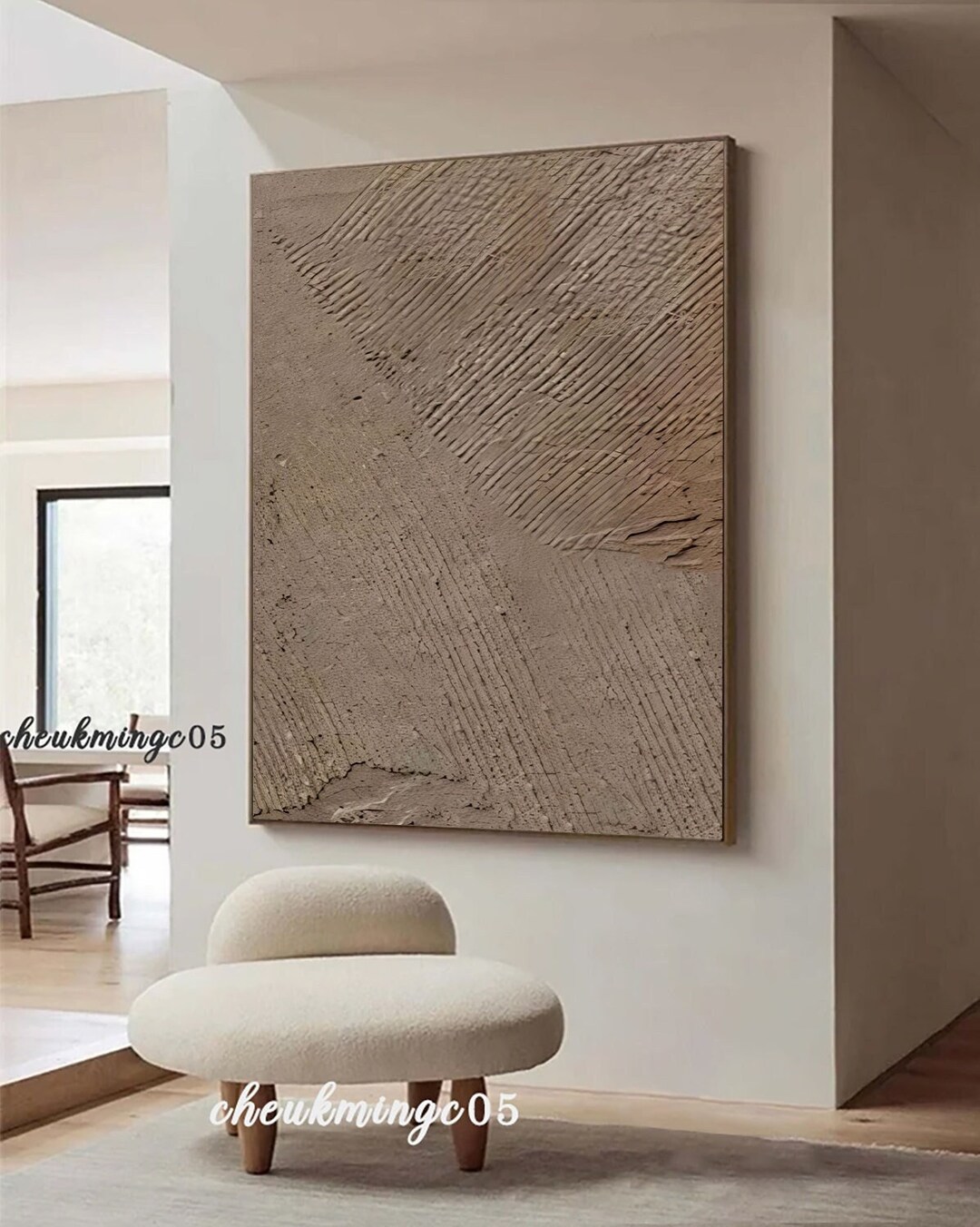 Brown Minimalist Painting on Canvas Large Plaster Wall Art Brown ...