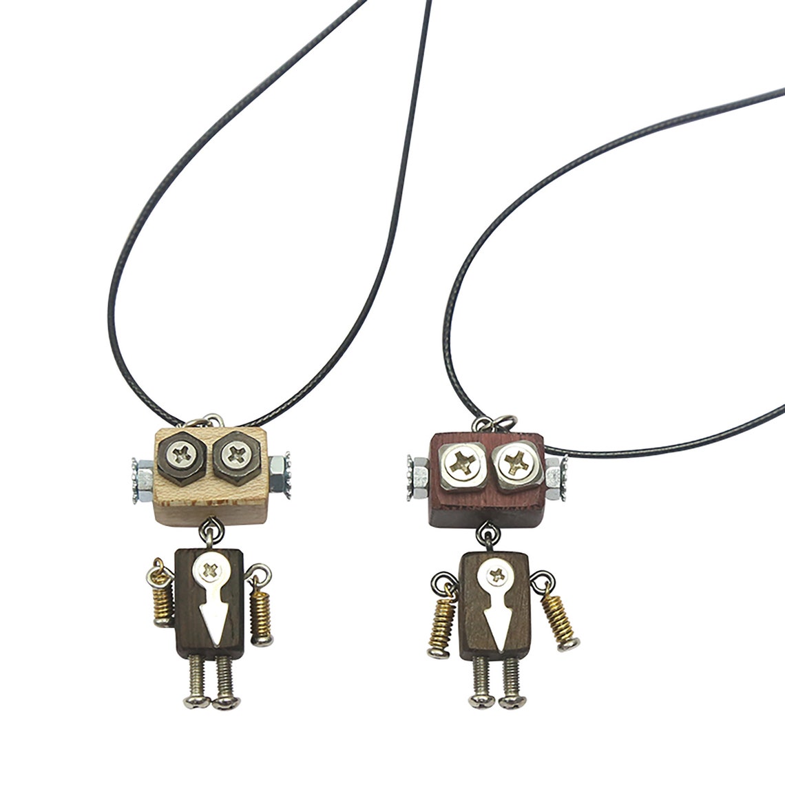 Handmade Wooden Steampunk Robot Assembling Keychain/necklace Etsy