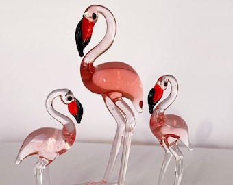 Blown Glass Flamingo Figurine - Flamingo Statue - Last Minute Birthday Gift for Flamingo Lovers - Romantic Gift for Women, Mom, Wife
