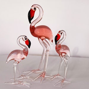Glassblowing Flamingo Figurine Knick Knacks for Home Decor | Romantic Birthday Love Gift for Women, Wife, Partner, Her | Pink Gift Idea |