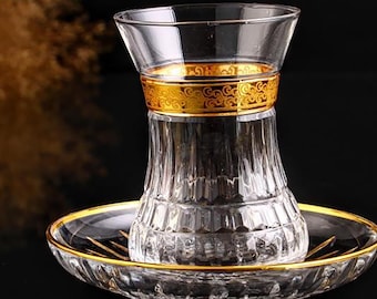 Luxury’s Tea Glasses Set of 6 | Elegance Mother’s Day Gift for Mom, Women, Her | Vintage Glass Tea Cup Set | Novelty Gift for Tea Lover |