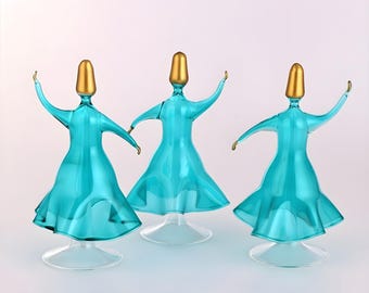 Blown Glass Sufi Figurine, Mevlana Rumi, Whirling Derwish, Islamic Table Top Decor, Turkish Semazen Figure, Islamic Art, Muslim Home Decor,