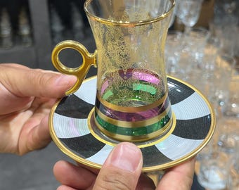 Premium Tea Cups Gift for Christmas Gift Idea Vintage Arabic, Turkish, Moroccan, Parsian Luxury Tea Glass Set of 6 |