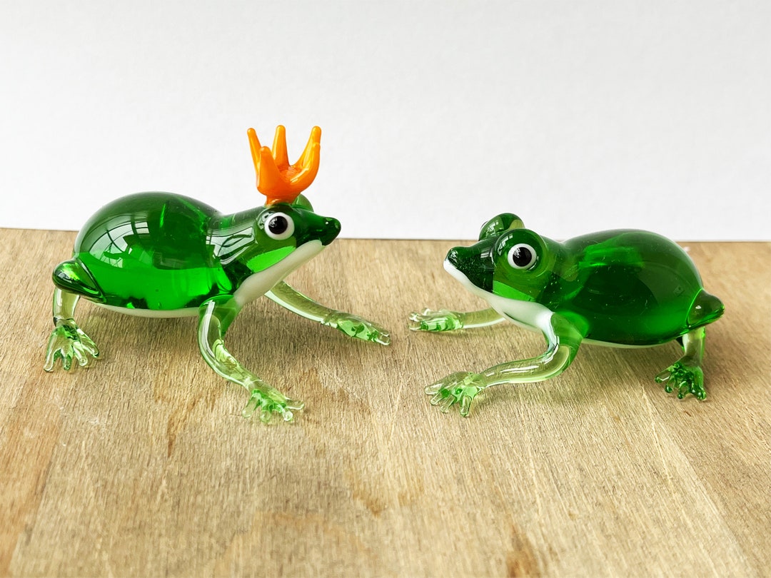 Blown Glass Frog Figurine Miniature Frog Knick Knack Bath Etsy