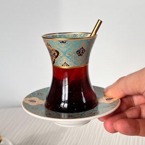 Handmade Tea Cups | Turkish Tea Glasses Set of 2 | Unique Gifts for Tea Lovers | Arabic Persian Moroccan Greek Tea Glasses Set |