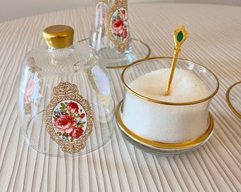 Handmade Tea Cup Set with Sugar Bowl | Vintage Turkish Tea Glasses Set of 2 | Novelty Mother's Day Gift for Tea Lovers | Birthday Gift Idea|