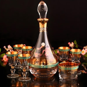 Luxury Zam Zam Pitcher Cup Serving Set - Zemzem Seti, Vintage Zamzam Set, Hajj Souvenir- Umrah Gift - Islamic Glassware - Wedding Favor