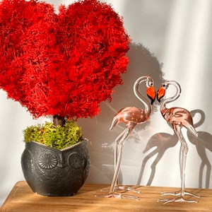 Big Size Glass Flamingo Figurine Couple Set of 2 | Novelty Romantic Last Minute  Gift Idea for Her, Partner, Women, Wife, GF |