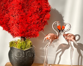 Big Size Glass Flamingo Figurine Couple Set of 2 | Novelty Romantic Last Minute  Gift Idea for Her, Partner, Women, Wife, GF |