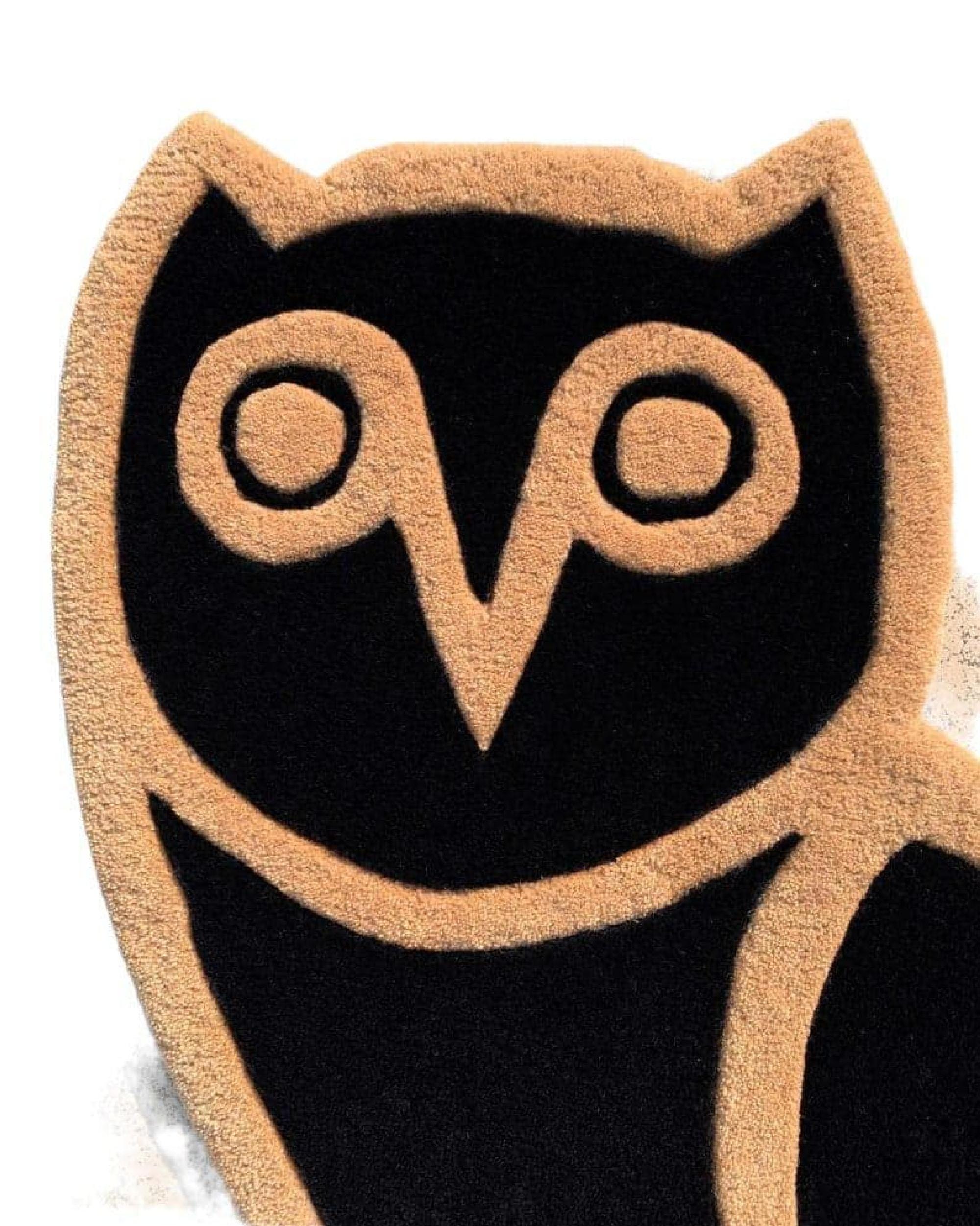 OVO Owl Rug in Black and Beige Hand-tufted Animal-shape Luxury Wool Rug ...
