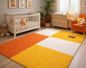 Hand-Tufted Wool Rug, Modern Geometric Nursery Carpet, Cozy Living Room Area Rugmasroor carpet