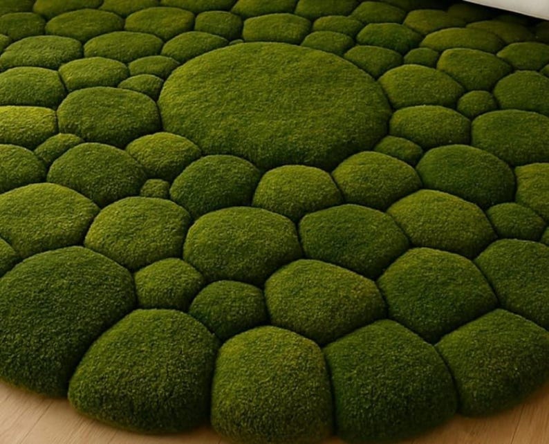 Moss Stone Rug, 3D Textured Green Nature Rug