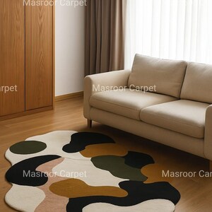 Modern Runner Rug Abstract Oval, Geometric Sunburst Hallway Runner Rug, Colorful Runner Rug Black Whit Orange Rug Carpet