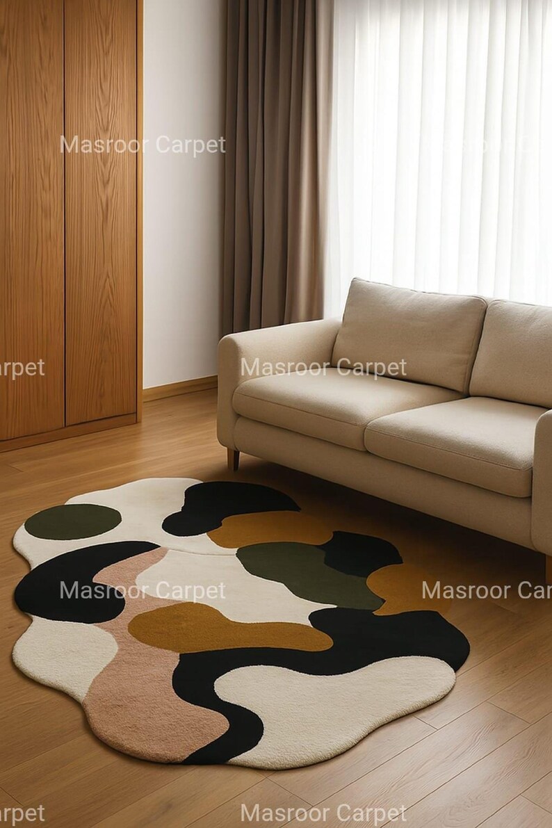 Modern Runner Rug Abstract Oval, Geometric Sunburst Hallway Runner Rug, Colorful Runner Rug Black Whit Orange Rug Carpet