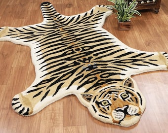 Tiger is back is  Skin Carpet Short Fluff Animal Shape Floor Mat Living Room Bedroom Washable Unruliness Home living room carpet bedroom mat
