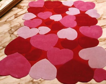 Love Theme Rug, Playful Heart Shape Rug, Red Pink Irregular Carpetmasroor carpet