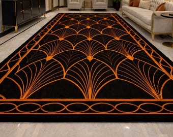 Hand Tufted Rug, Deco Blue Gold Rug, Abstract Rug, Geometric Carpet, Luxury Area Rug, Statement Rug, Glam Home Décor, Tufted Floor Decor