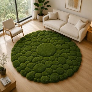 Moss Stone Rug, 3D Textured Green Nature Rugmasroor carpet image 1