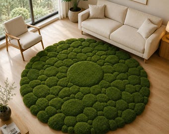 Moss Stone Rug, 3D Textured Green Nature Rugmasroor carpet