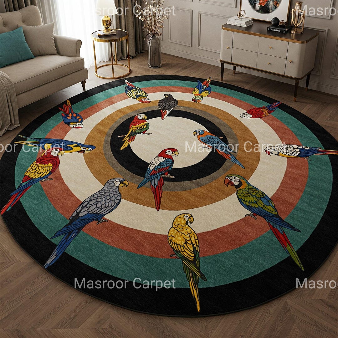 Vasa Parrot Rug Modern Parrot Rug, Jungle Theme Rug, Nursery Entryway Rugmasroor Carpet ...