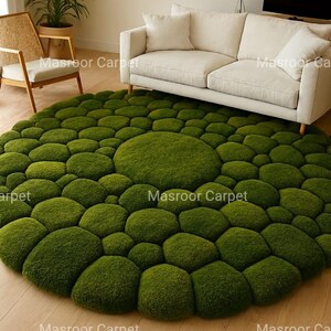 Moss Stone Rug, 3D Textured Green Nature Rug