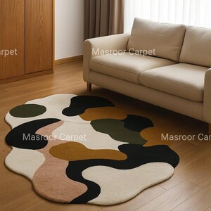 Modern Runner Rug Abstract Oval, Geometric Sunburst Hallway Runner Rug, Colorful Runner Rug Black Whit Orange Rug Carpet