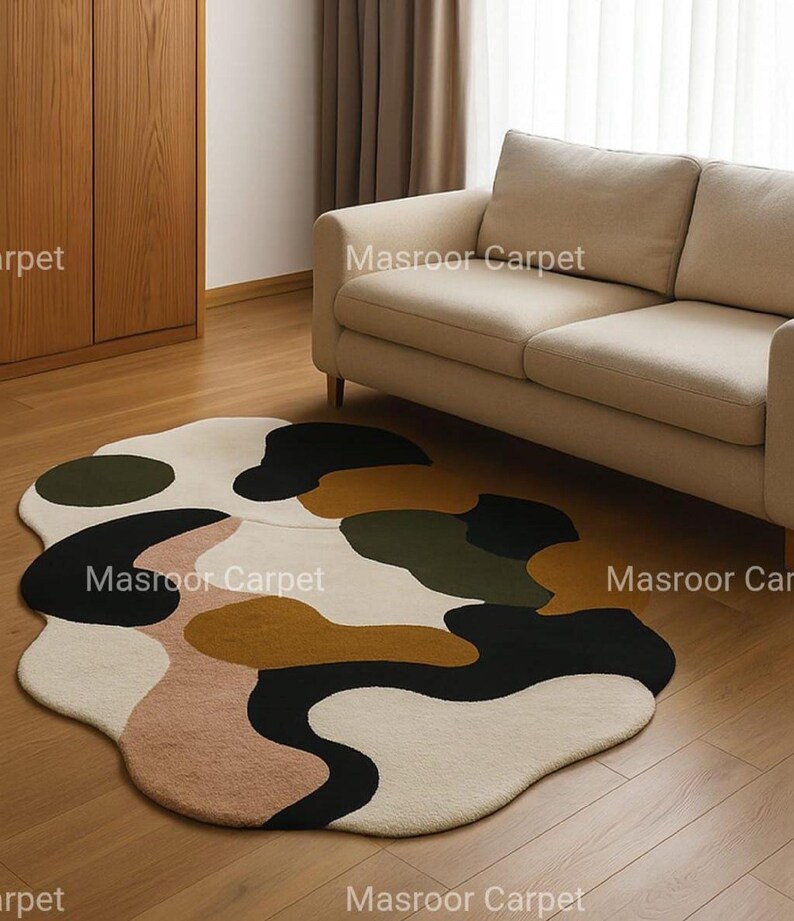 Modern Runner Rug Abstract Oval, Geometric Sunburst Hallway Runner Rug, Colorful Runner Rug Black Whit Orange Rug Carpet