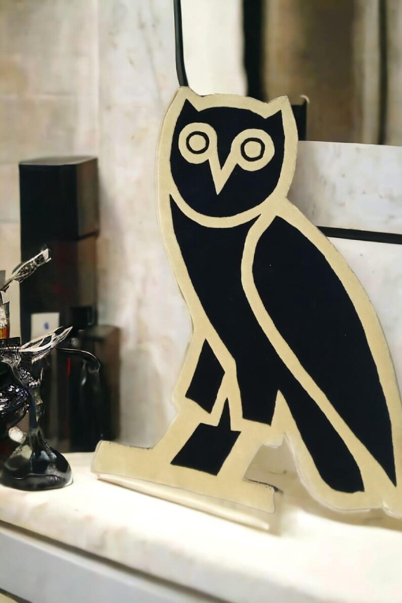 OVO Owl Rug in Black and Beige Hand-tufted Animal-shape Luxury Wool Rug ...