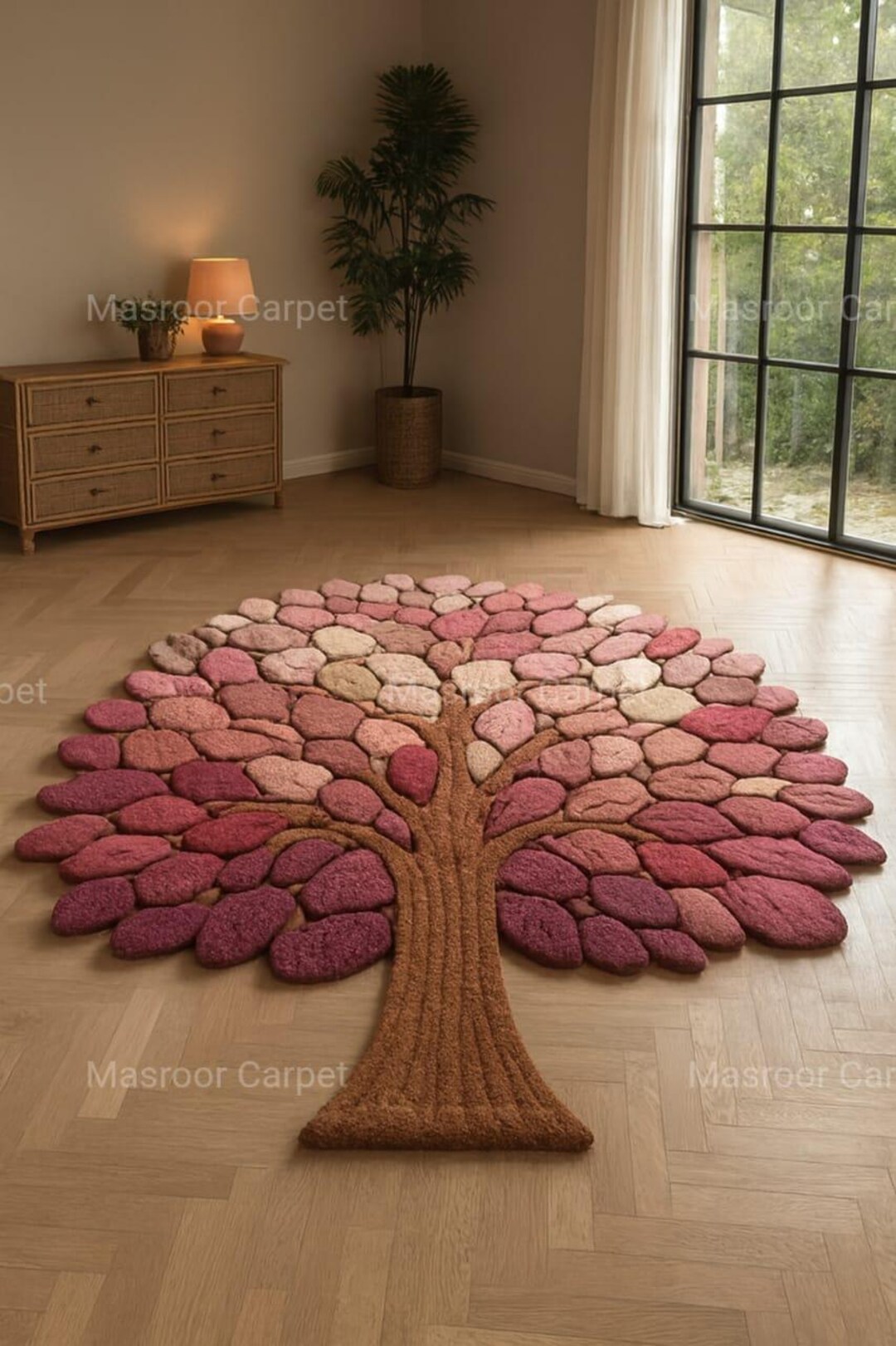 Handmade Wool Tree Rug – Sculptural Leaf Design, Boho Décor - Etsy