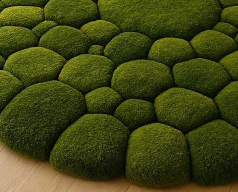 Moss Stone Rug, 3D Textured Green Nature Rug