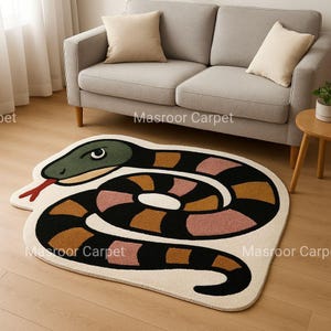 Tapete de cobra preta 8x10: tapete animal minimalista moderno