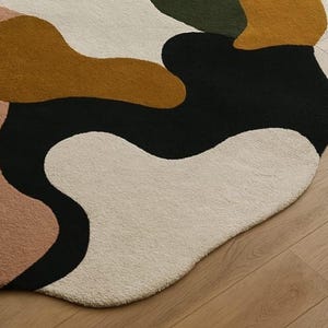 Modern Runner Rug Abstract Oval, Geometric Sunburst Hallway Runner Rug, Colorful Runner Rug Black Whit Orange Rug Carpet