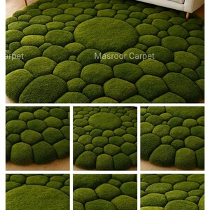 Moss Stone Rug, 3D Textured Green Nature Rug