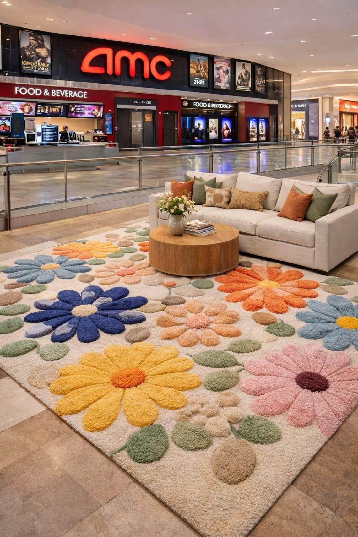 Daisy Flower Rug Colorful Tufted Floral Rug, Retro Flower Carpet, Kids ...