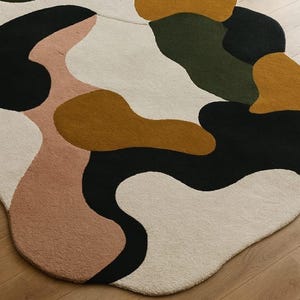 Modern Runner Rug Abstract Oval, Geometric Sunburst Hallway Runner Rug, Colorful Runner Rug Black Whit Orange Rug Carpet