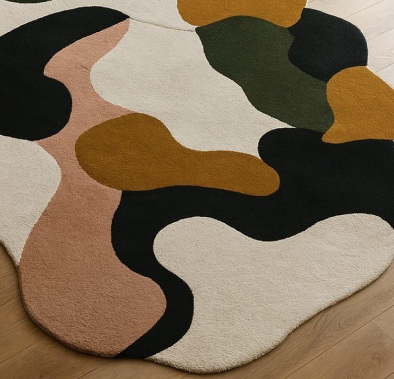 Modern Runner Rug Abstract Oval, Geometric Sunburst Hallway Runner Rug, Colorful Runner Rug Black Whit Orange Rug Carpet