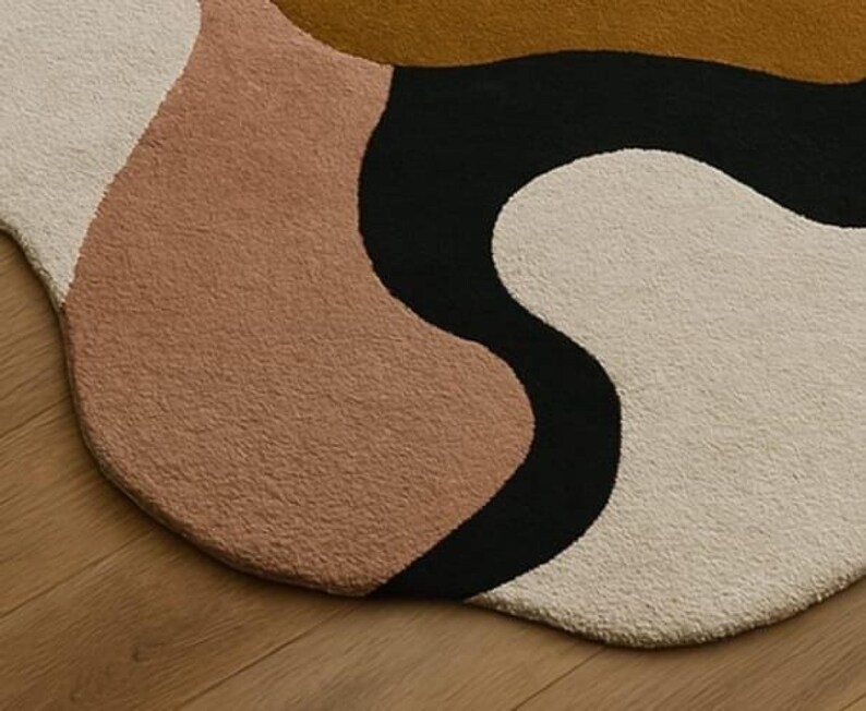 Modern Runner Rug Abstract Oval, Geometric Sunburst Hallway Runner Rug, Colorful Runner Rug Black Whit Orange Rug Carpet