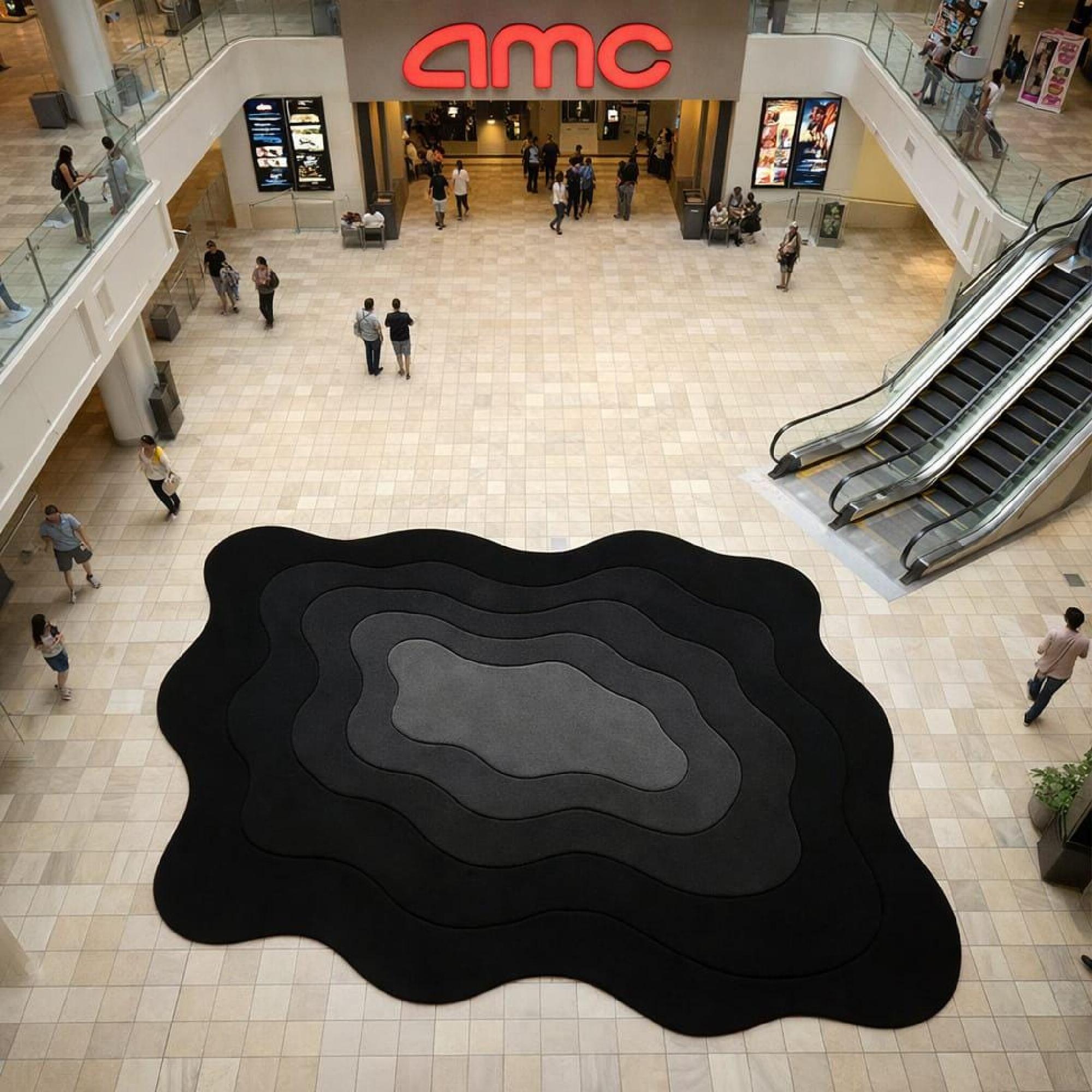 9x12 Tufted Area Rug: Modern Layered Wave, Organic Black Gray Gradient ...