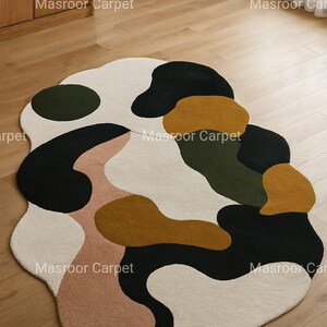 Modern Runner Rug Abstract Oval, Geometric Sunburst Hallway Runner Rug, Colorful Runner Rug Black Whit Orange Rug Carpet