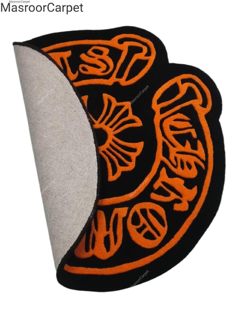 Punk Rugs Handmade Gothic Cross Rug Black & Orange | Punk Rock Tufted Area Rug ...